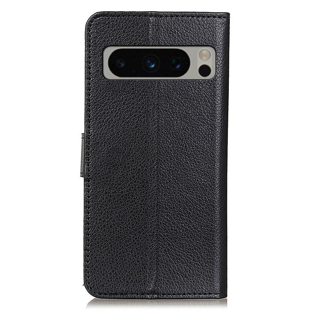 Google Pixel 8 Pro Litchi Leather Case w. Wallet - Black