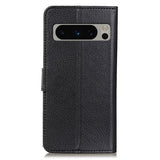 Google Pixel 8 Pro Litchi Leather Case w. Wallet - Black