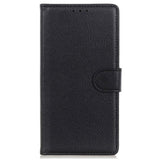 Google Pixel 8 Litchi Leather Case w. Wallet - Black