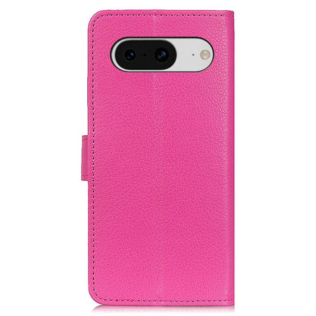 Google Pixel 8 Litchi Leather Case w. Wallet - Pink