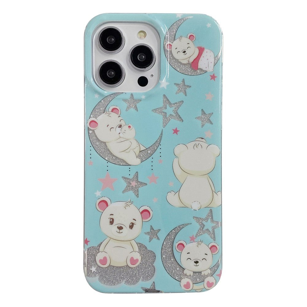 iPhone 13 Pro Glitter Glitter Plastic Case - Bears & Stars