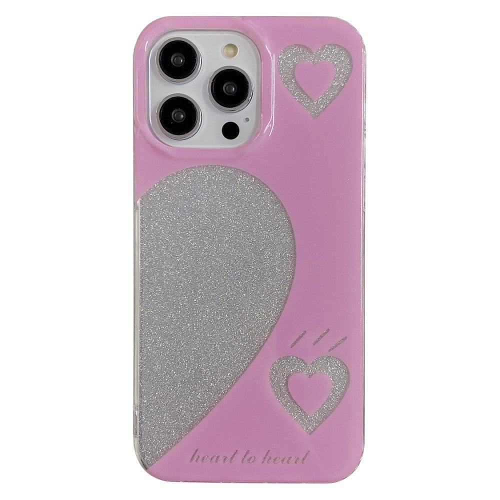 iPhone 14 Pro Glitter Glitter Plastic Case - Heart To Heart