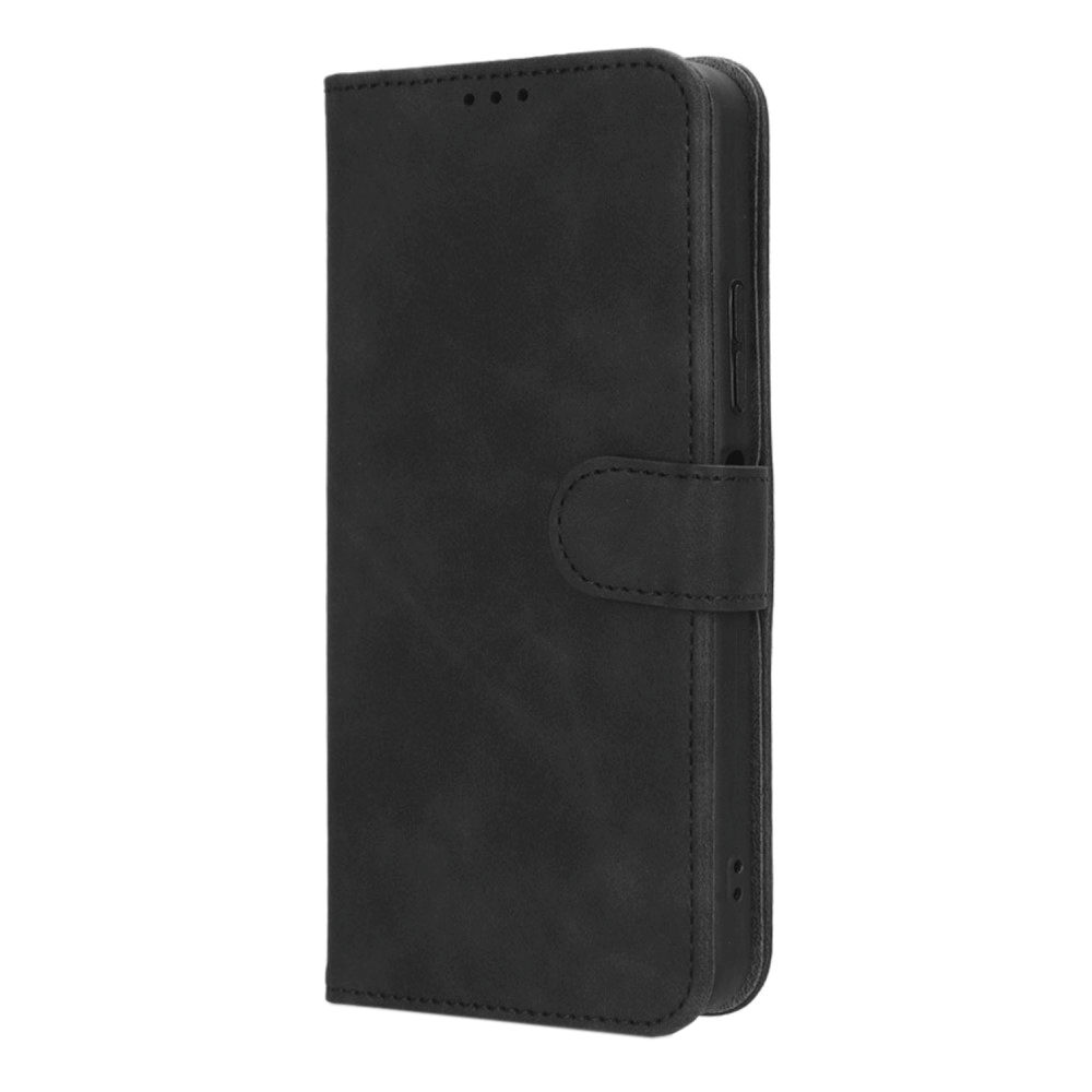 Nokia C32 Leather Flip Case with Wallet and Stand Function - Black