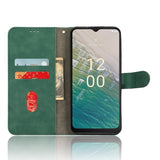 Nokia C32 Leather Flip Case with Wallet and Stand Function - Green