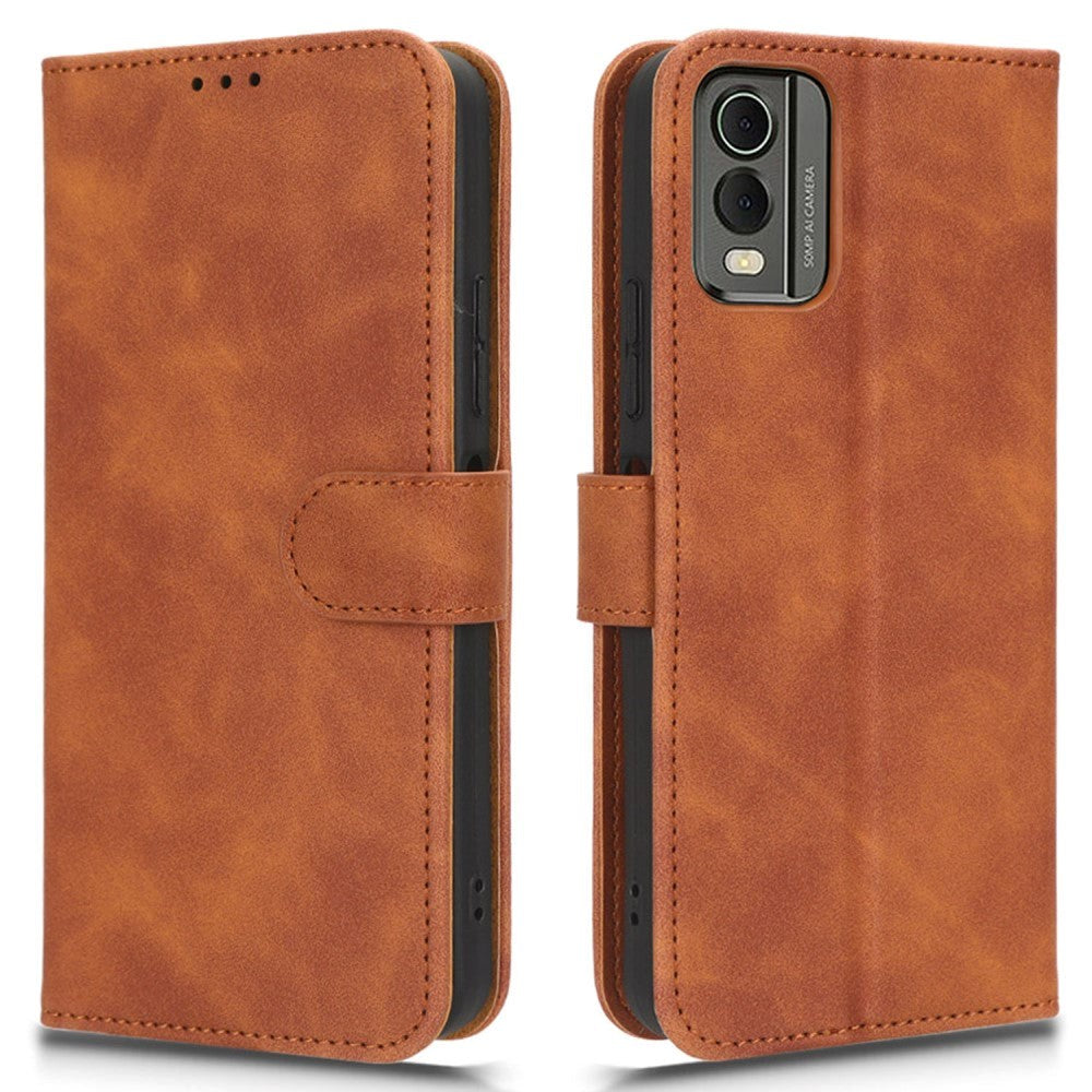 Nokia C32 Leather Flip Case with Wallet and Stand Function - Brown