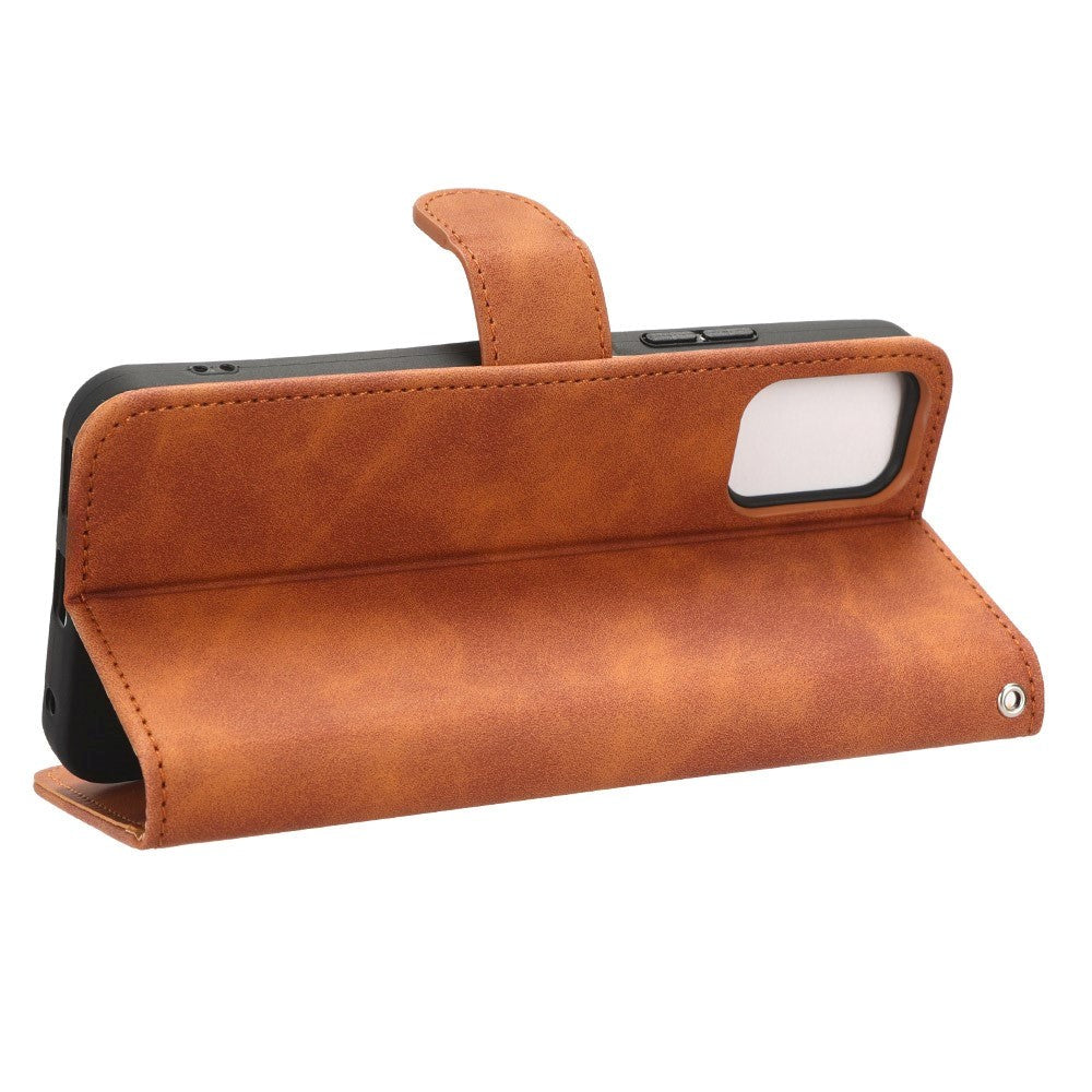 Nokia C32 Leather Flip Case with Wallet and Stand Function - Brown