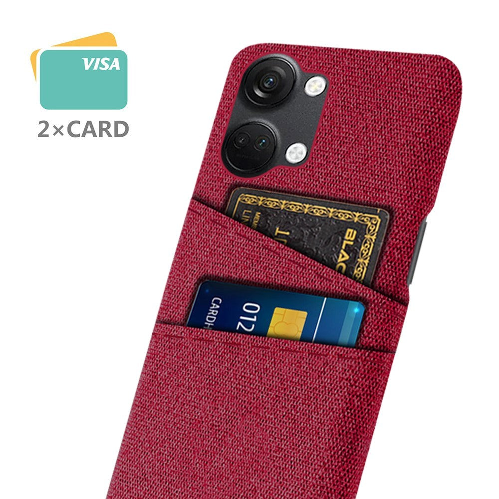 OnePlus Nord 3 (5G) Fabric Covered Plastic Case with Card Holder - Red