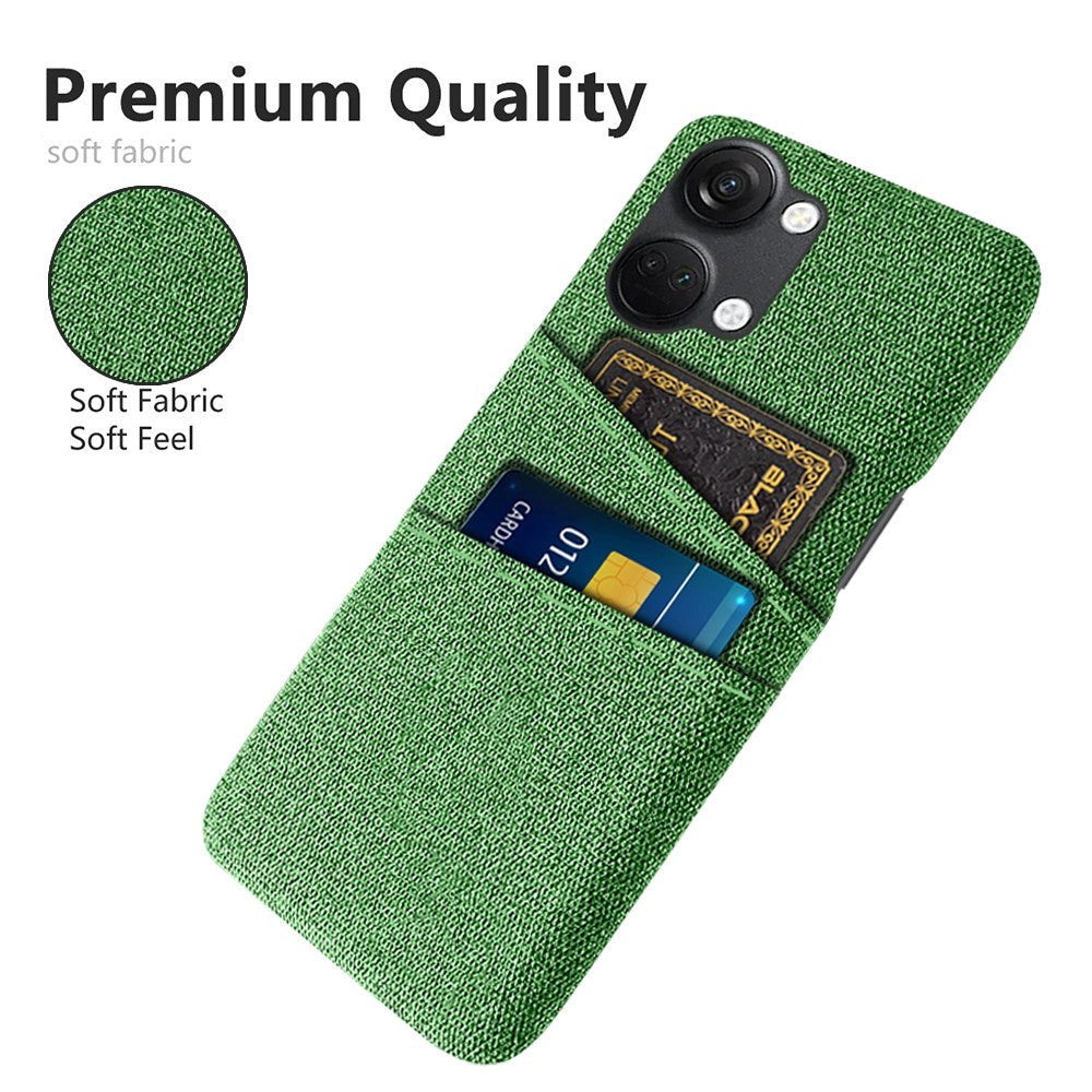 OnePlus Nord 3 (5G) Fabric Covered Plastic Case with Card Holder - Green