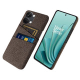 OnePlus Nord 3 (5G) Fabric Covered Plastic Case with Card Holder - Brown