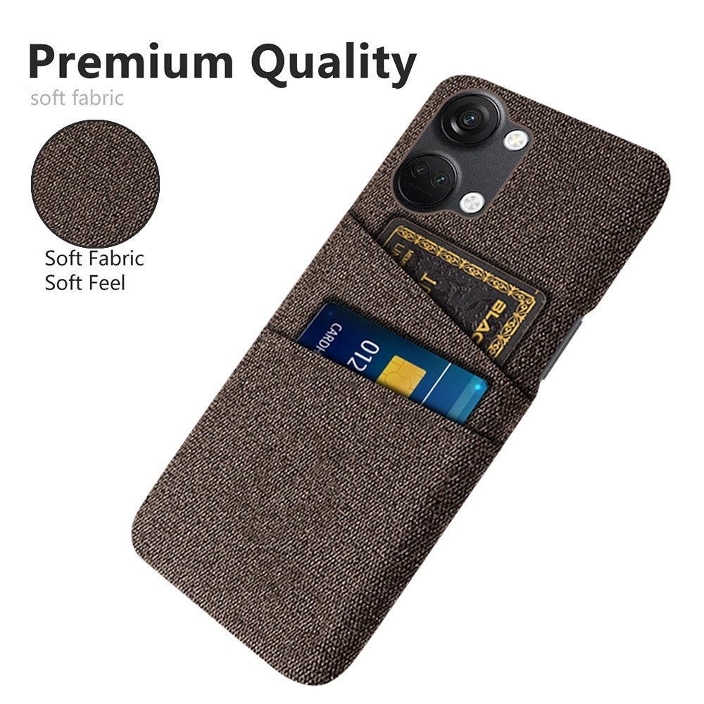 OnePlus Nord 3 (5G) Fabric Covered Plastic Case with Card Holder - Brown