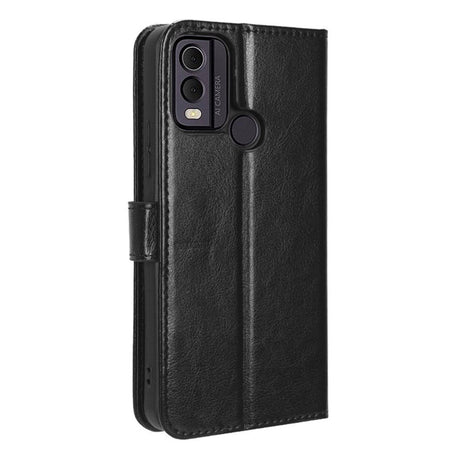 Nokia C22 Leather Flip Case with Wallet and Strap - Black