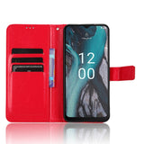 Nokia C22 Leather Flip Case with Wallet and Strap - Red