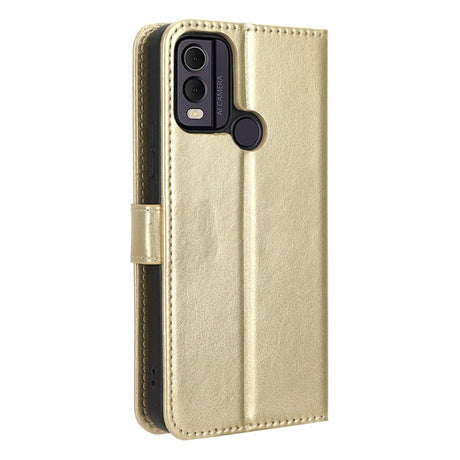 Nokia C22 Leather Flip Case with Wallet and Strap - Gold