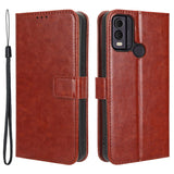 Nokia C22 Leather Flip Case with Wallet and Strap - Brown