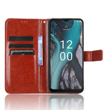 Nokia C22 Leather Flip Case with Wallet and Strap - Brown