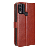 Nokia C22 Leather Flip Case with Wallet and Strap - Brown