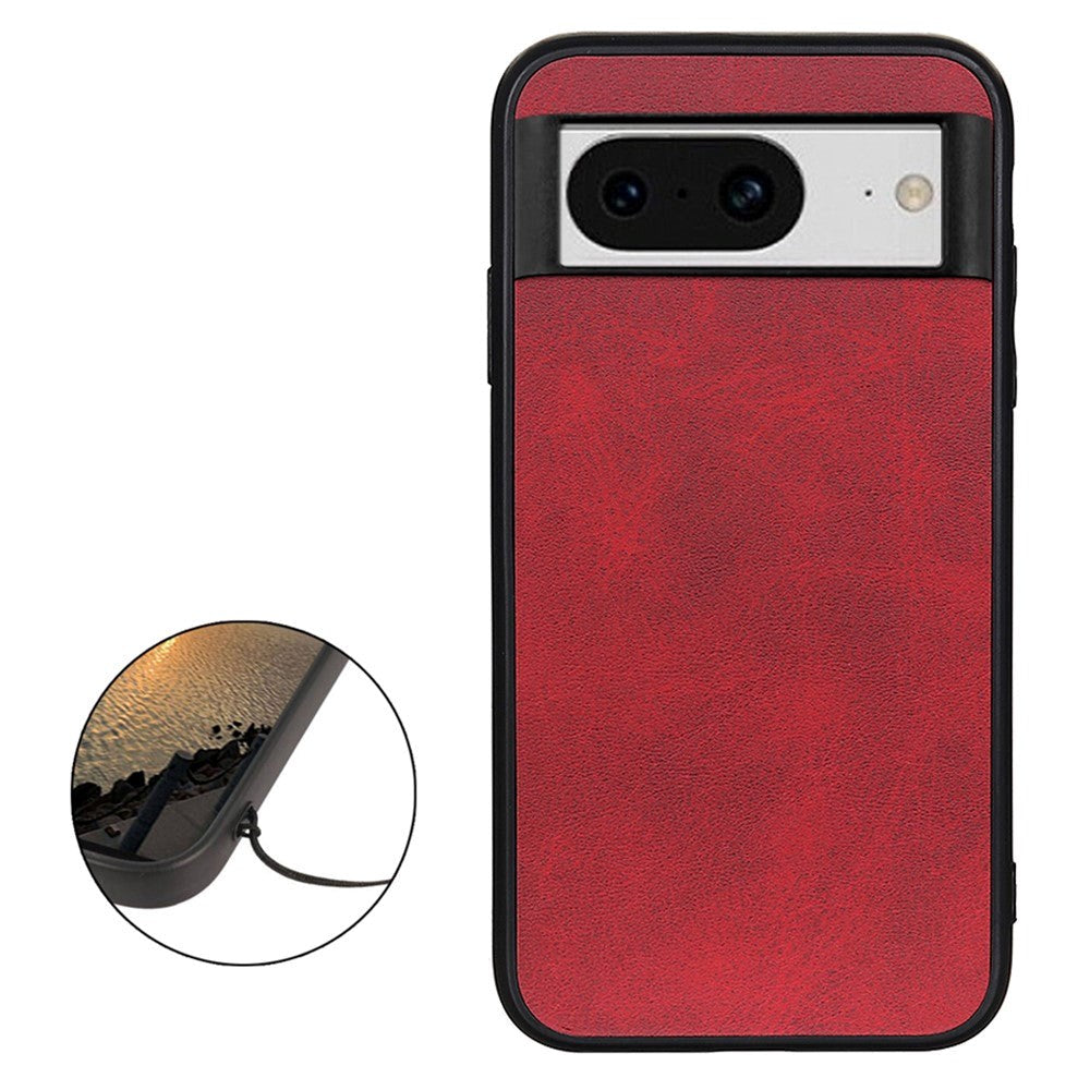 Google Pixel 8 Leather Covered Plastic Case - Red