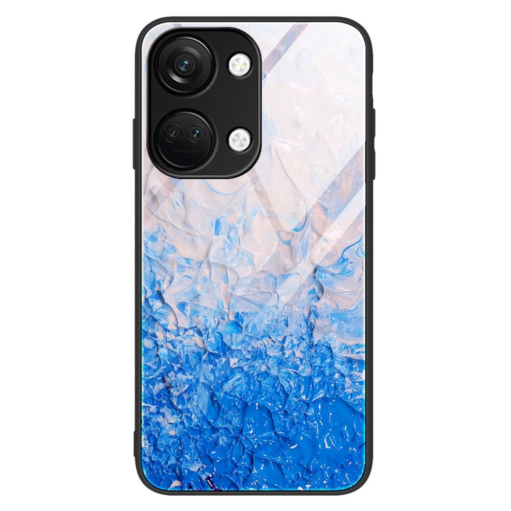 OnePlus Nord 3 (5G) Case with Tempered Glass - Blue & Pink Marble Pattern