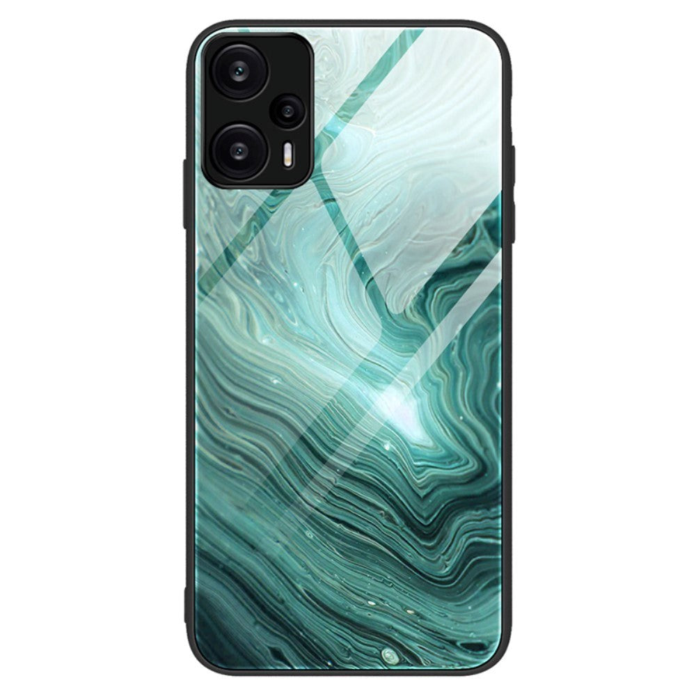 Xiaomi Poco F5 Plastic Case with Tempered Glass - Marble Stone