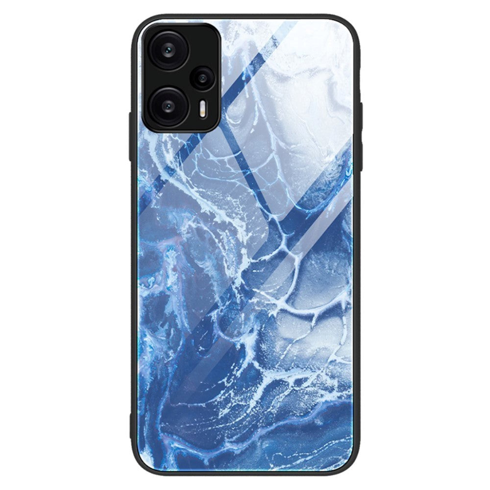 Xiaomi Poco F5 Plastic Case with Tempered Glass - Blue Marble