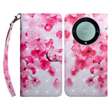 Honor Magic5 Lite Light Spot Leather Case - Pink Flowers