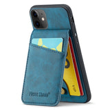 iPhone 11 Leather Covered Plastic Case w. Card Holders and Stand Function - Blue