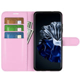 Huawei P60 Pro Litchi Leather Case w. Wallet - Pink