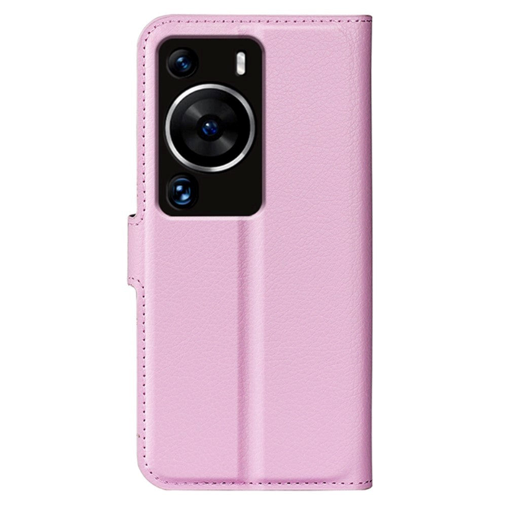 Huawei P60 Pro Litchi Leather Case w. Wallet - Pink