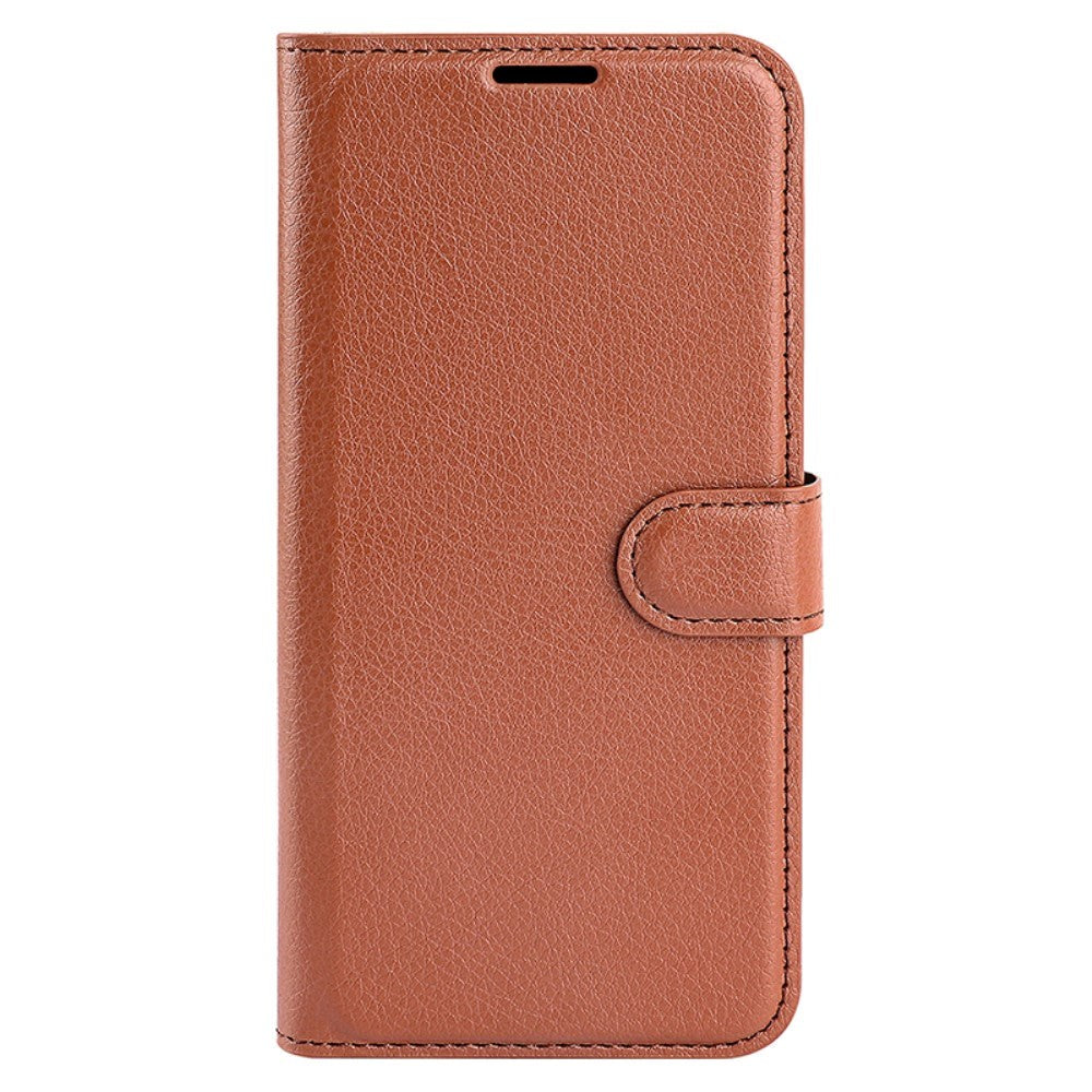 Huawei P60 Pro Litchi Leather Case w. Wallet - Brown