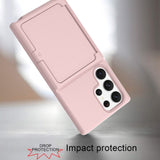 Samsung Galaxy S23 Ultra Hybrid Drop Proff Case w. Card Holder & Built-in Mirror - Pink