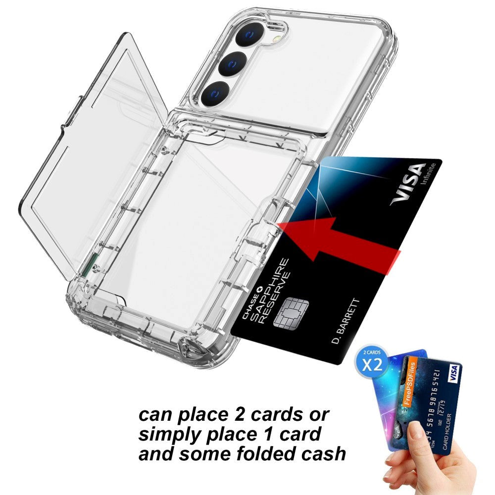 Samsung Galaxy S23 Hybrid Drop Proff Case w. Card Holder - Transparent