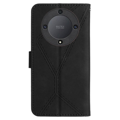 Honor Magic5 Lite Leather Case with Wallet and Strap - Black