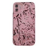 iPhone 12 Shiny Flexible Plastic Back Case - Wavy Design - Rose Gold