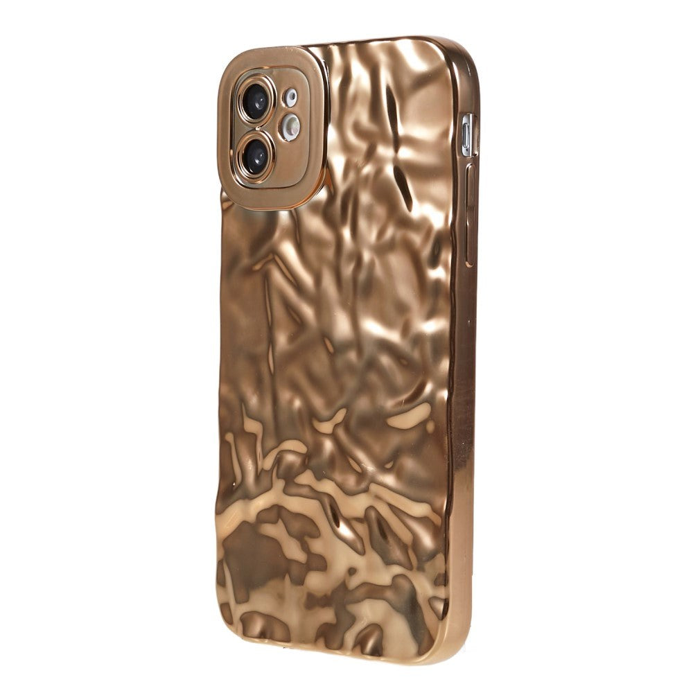 iPhone 11 Shiny Flexible Plastic Back Case - Wavy Design - Gold