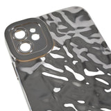 iPhone 11 Shiny Flexible Plastic Back Case - Wavy Design - Silver