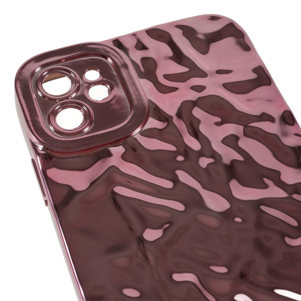 iPhone 11 Shiny Flexible Plastic Back Case - Wavy Design - Rose Gold