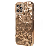 iPhone 12 Pro Shiny Flexible Plastic Back Case - Wavy Design - Gold