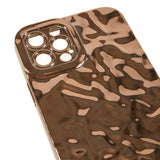 iPhone 12 Pro Shiny Flexible Plastic Back Case - Wavy Design - Gold