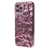 iPhone 12 Pro Shiny Flexible Plastic Back Case - Wavy Design - Rose Gold