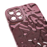 iPhone 12 Pro Shiny Flexible Plastic Back Case - Wavy Design - Rose Gold