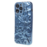 iPhone 14 Pro Shiny Flexible Plastic Back Case - Wavy Design - Blue