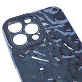 iPhone 14 Pro Shiny Flexible Plastic Back Case - Wavy Design - Blue