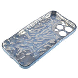 iPhone 13 Pro Shiny Flexible Plastic Back Case - Wavy Design - Blue