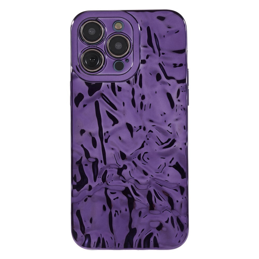 iPhone 13 Pro Shiny Flexible Plastic Back Case - Wavy Design - Purple