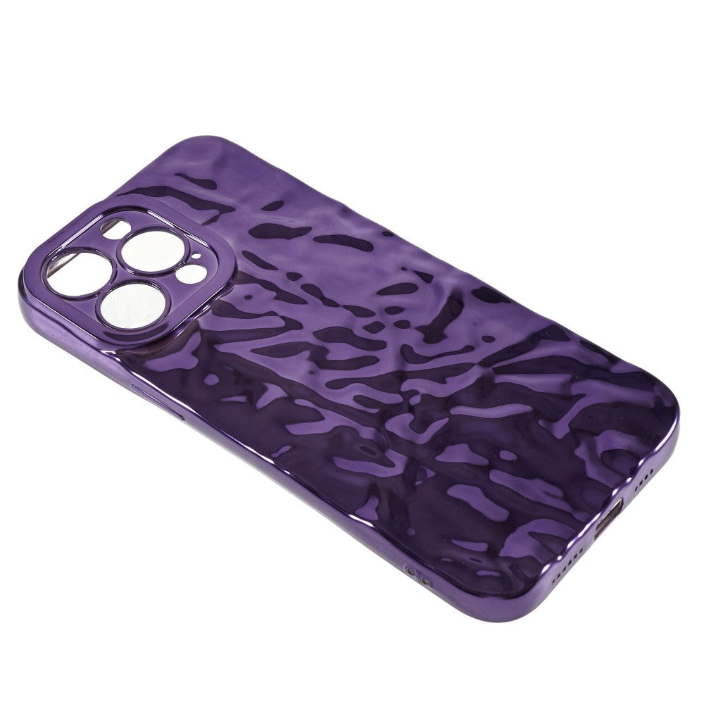 iPhone 13 Pro Shiny Flexible Plastic Back Case - Wavy Design - Purple