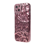 iPhone 14 Shiny Flexible Plastic Back Case - Wavy Design - Rosegold