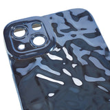 iPhone 13 Shiny Flexible Plastic Back Case - Wavy Design - Blue