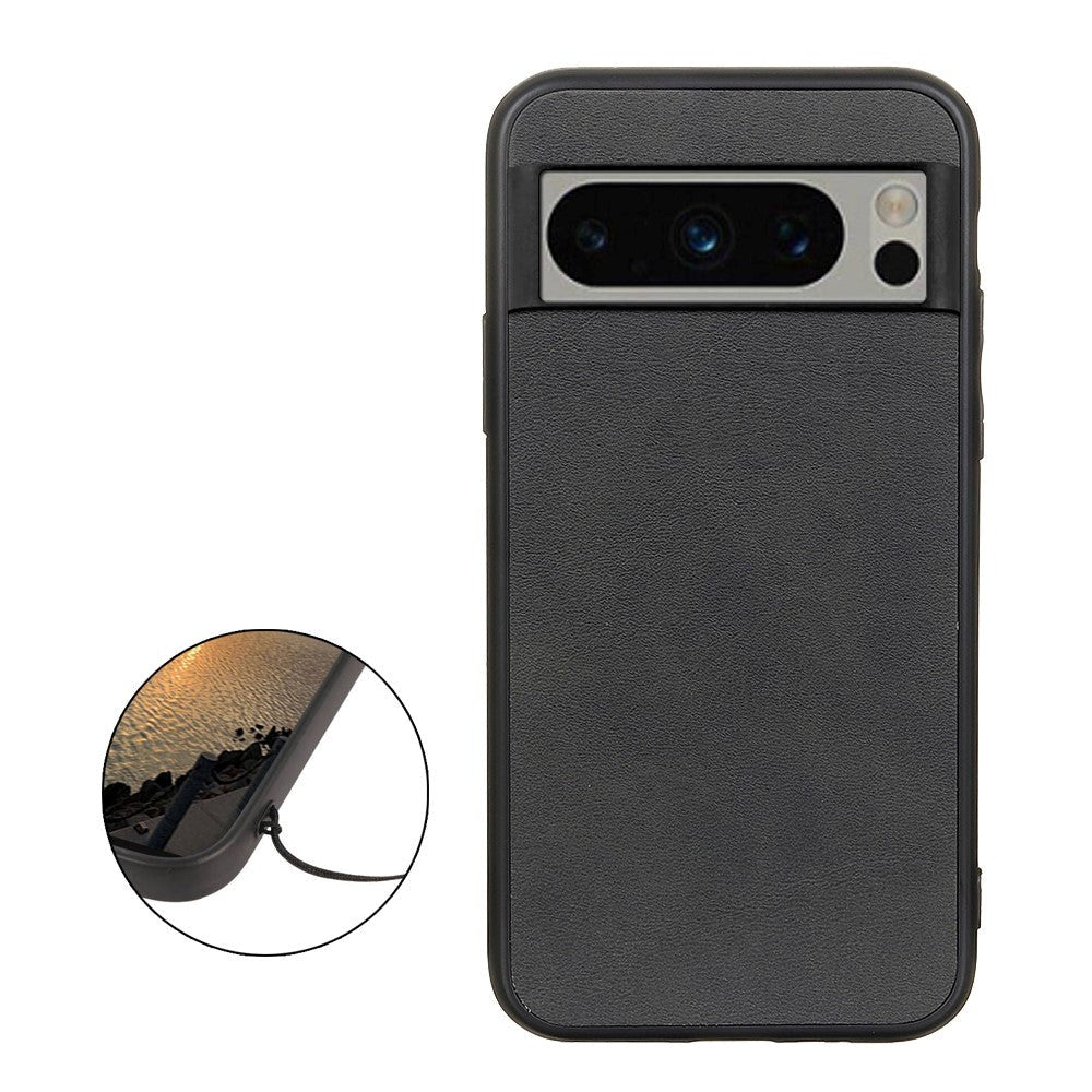 Google Pixel 8 Pro Leather Covered Plastic Case - Black