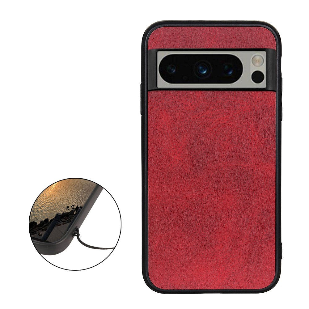 Google Pixel 8 Pro Leather Covered Plastic Case - Red