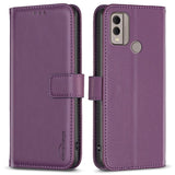 Nokia C22 Leather Flip Case with Wallet and Stand Function - Dark Purple